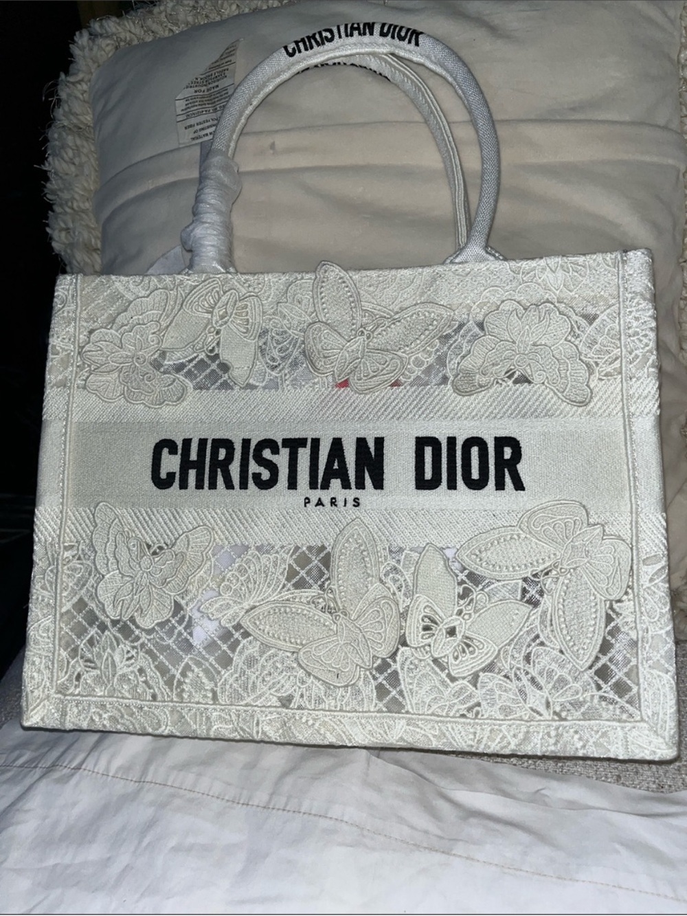 Cute fashion White Embroidered Tote Bag